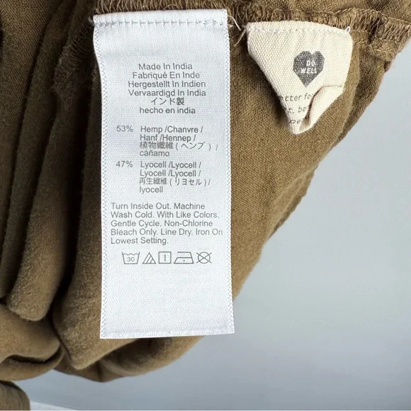 Madewell Tiered Midi Dress Quilted Hemp Blend Olive Green NH112 Size 10 Boho - Picture 10 of 15